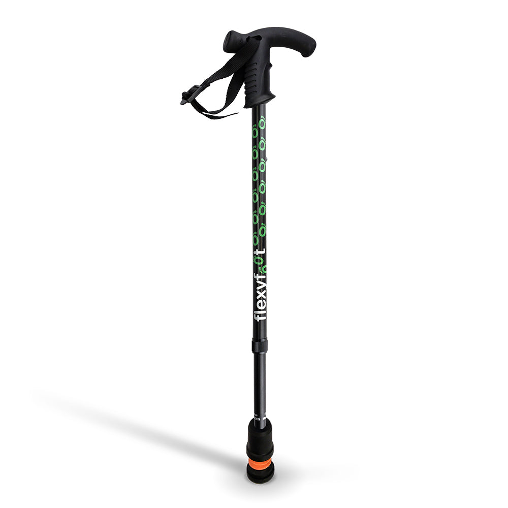 Flexyfoot Derby Handle Telescopic Walking Stick - Black